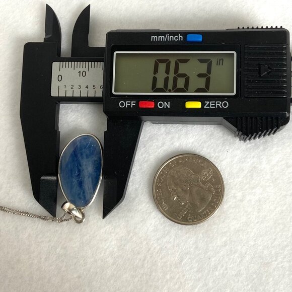 Sterling Silver 925 Bezel Set Blue Kyanite Pendant Necklace 18.75" Box Chain - Picture 14 of 16